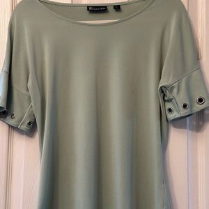 New York & Company Green Cuffed Sleeve Blouse